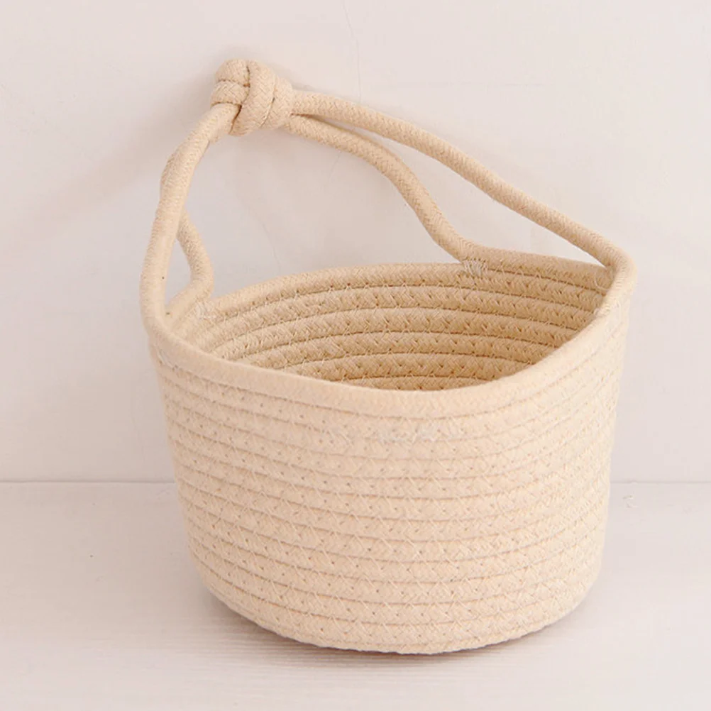 

Woven Basket Hanging Organizer with Pockets Stuff Weave Storage Baskets Wicker Small