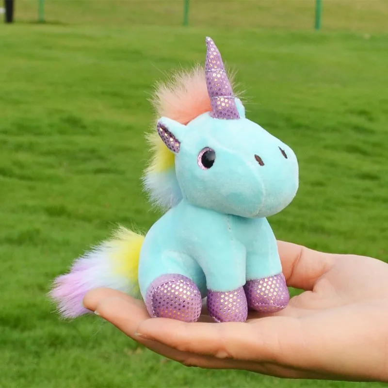 14cmCute Unicorn Plush Pendant Plush Toy Cartoon Rainbow Colors Plush Unicorn Doll Keychain Bag Keychain Pendant Children's Gift