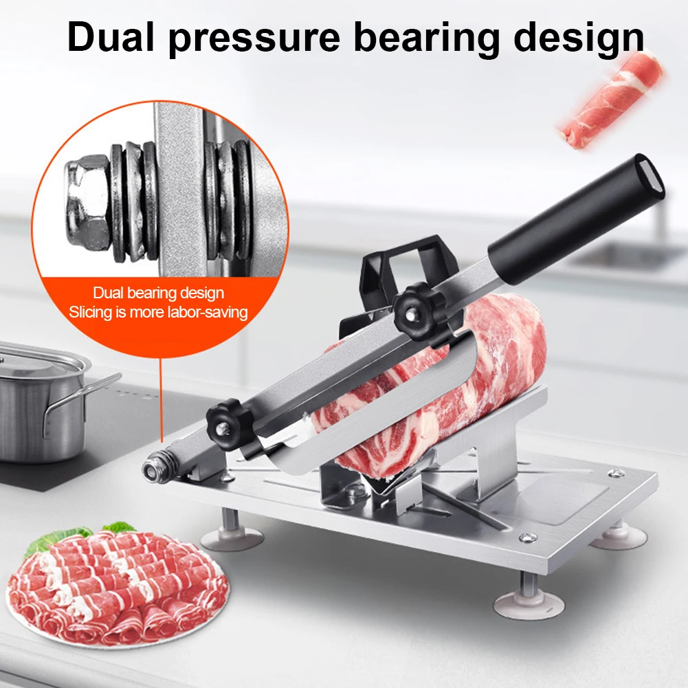 

Table Slicer Stainless Steel Frozen Meat Cutting Machine Adjustable Thickness Meat Fruit Vegetable Slicer Kitchen Cutting Tool