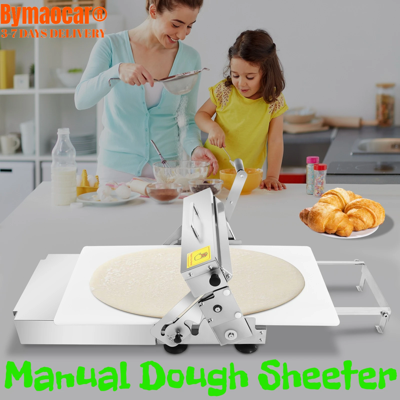 

Dough Sheeter, Manual Pizza Press Machine, Hand Crank Pastry Roller and Laminator for Baking Croissant Danish Puff Pastry Making