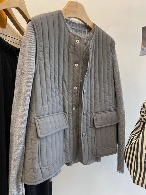 

Женское пальто Thiened Cotton Jaet большого размера, винтажное, универсальное, теплое, вертикальные полосы, приталенный крой