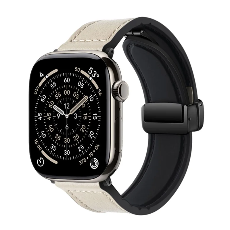 Echte Lederarmbänder für Apple Watch 45mm 44mm 42mm 40 41mm Magnetarmband Correa Series 11 10 SE3 9 8 Ultra 3 2 49mm