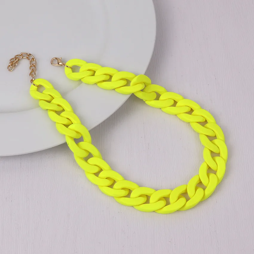 FishSheep Trendy Colorful Acrylic Chain Choker Necklaces For Women Statement Matte Resin Wide Chain Collar Neck Jewelry 2022 New image 3