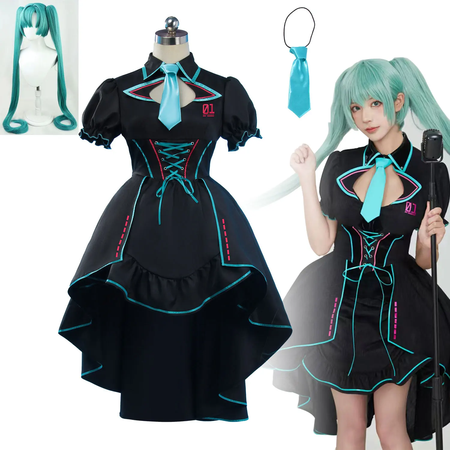 フューチャーカラープランコスプレ衣装アニメボーカロイド月光騎士団コスハロウィンjkスカートコルセットmikuuプリンセススカートウィッグ