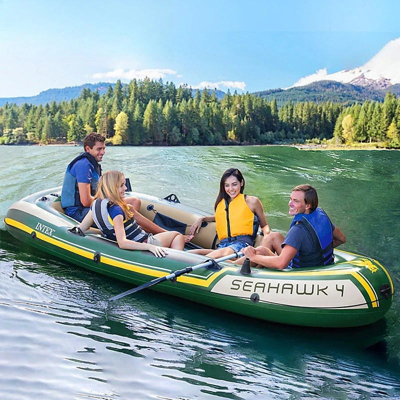 Bote Inflable para 4 Personas, Balsa Seahawk para Pesca, Kayak, Bote de Goma Portátil