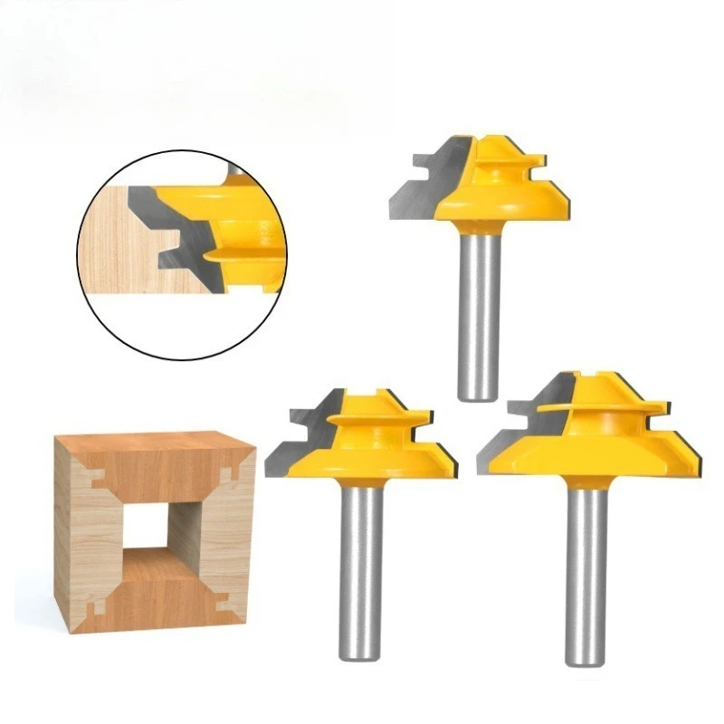 8mm Shank 45 Degree Tenon Joint Router Bit Wood Splicing Right Angle Grooving Woodworking Cutter