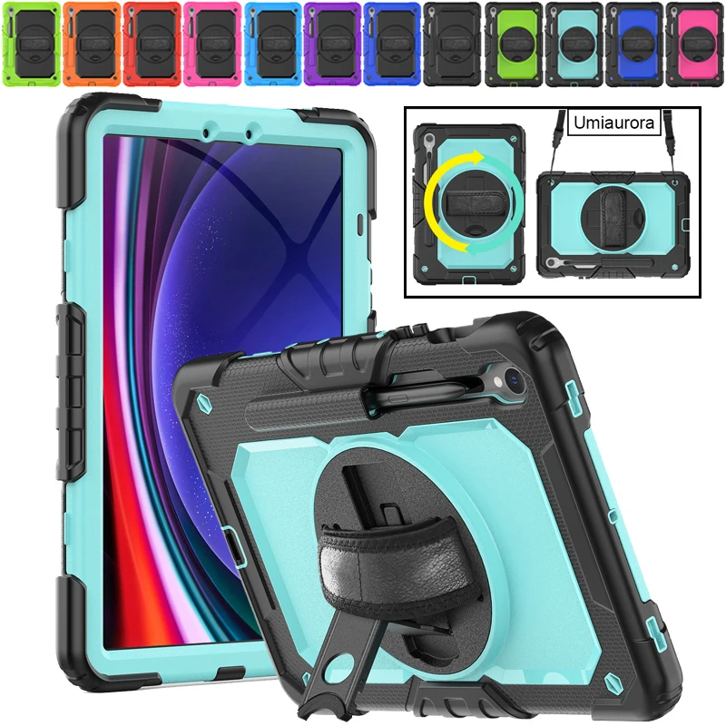 For Samsung Tab S8 S9 S10 Ultra 14.6 inch SM-X920 SM-X910 SM-X900 Heavy Duty Rugged Tablet Case Hand Strap Stand Protector Funda