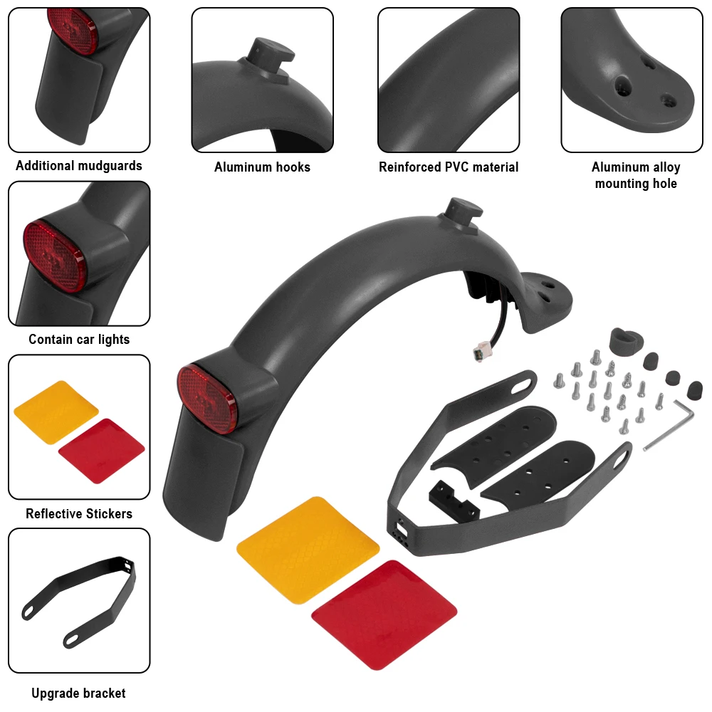 Rear Mudguard Brake Taillight Fender for Xiaomi M365 Electric Scooter Pro 2 Mi3 With Gap Cover Pad Parts Set Reinforced Holder