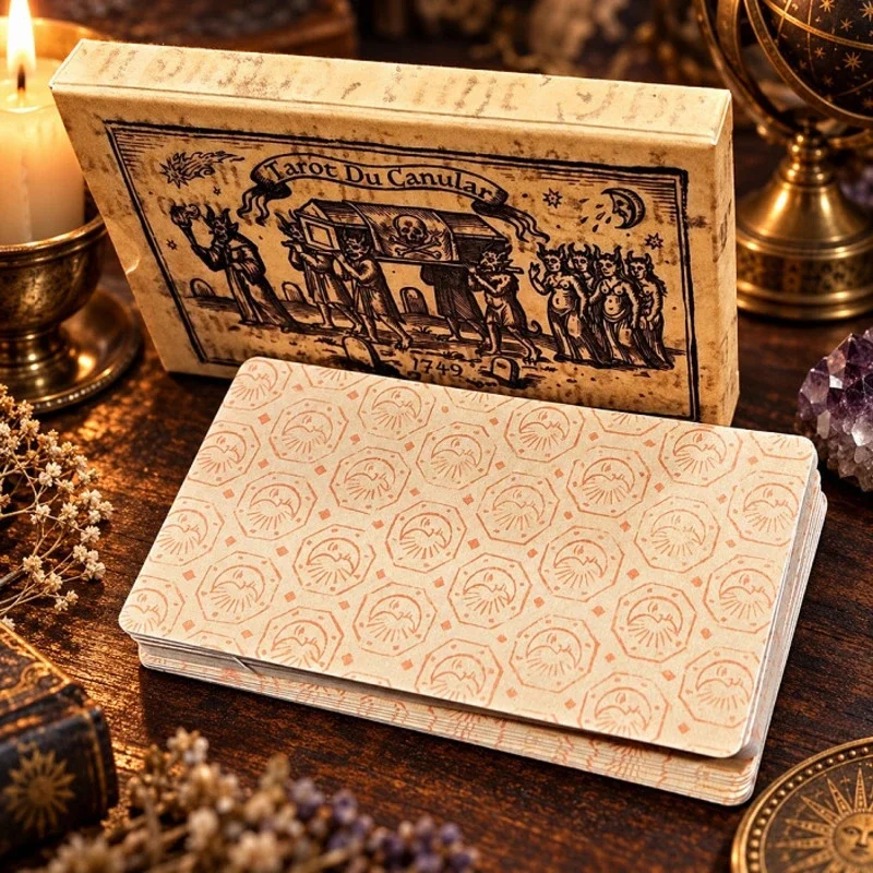 22 Sheets 10.5x6cm Tarot Cards, Vintage Gothic Du Canular 1749, Embossed Poker Deck Occult Divination, Game Prop Gift For Adults
