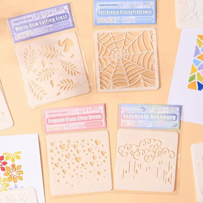 6 шт. трафареты с цветами для живописи, трафареты для журналов, декоративный шаблон с цветами