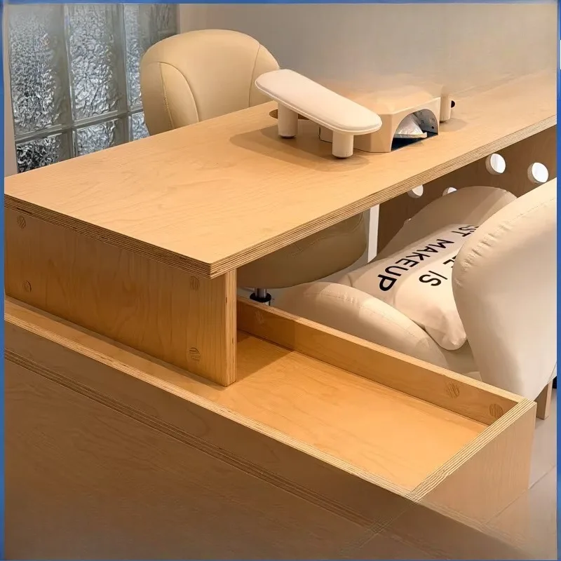

Birch marine board nail tablenail table single double light luxury high-end nail table custom commercial decoration