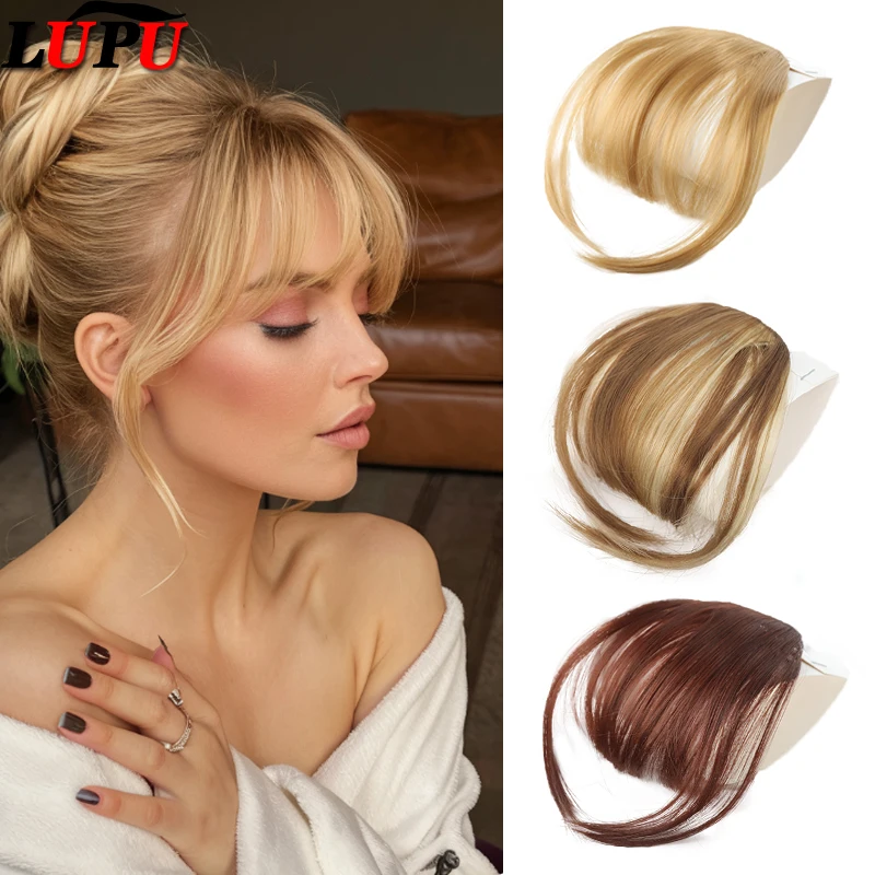

LUPU Clip Style Bangs Slim Fit Bangs Заколка для волос с бакенбардами воздушная челка Слегка прямая челка для женщин Повседневная одежда