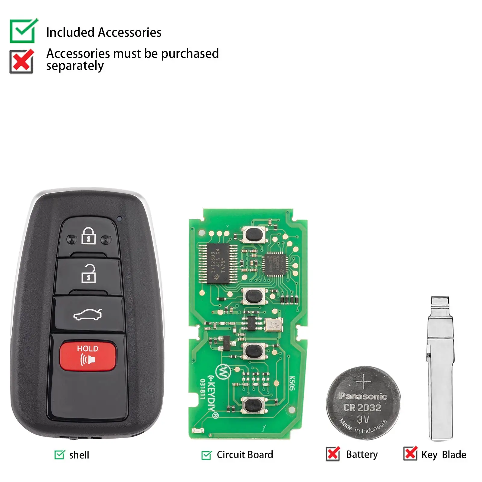 KEYDIY KD TDB36-4 Universal Smart Remote Key 3+1 Buttons Compatible with Toyota Type