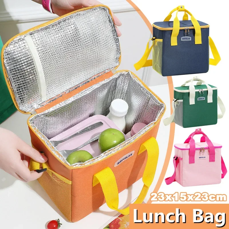 Waterproof Oxford Lunch Bag Portable Cooler Thermal Bento Bags Large Capacity Lunch Box Snacks Organizer Leakproof Tote Bag