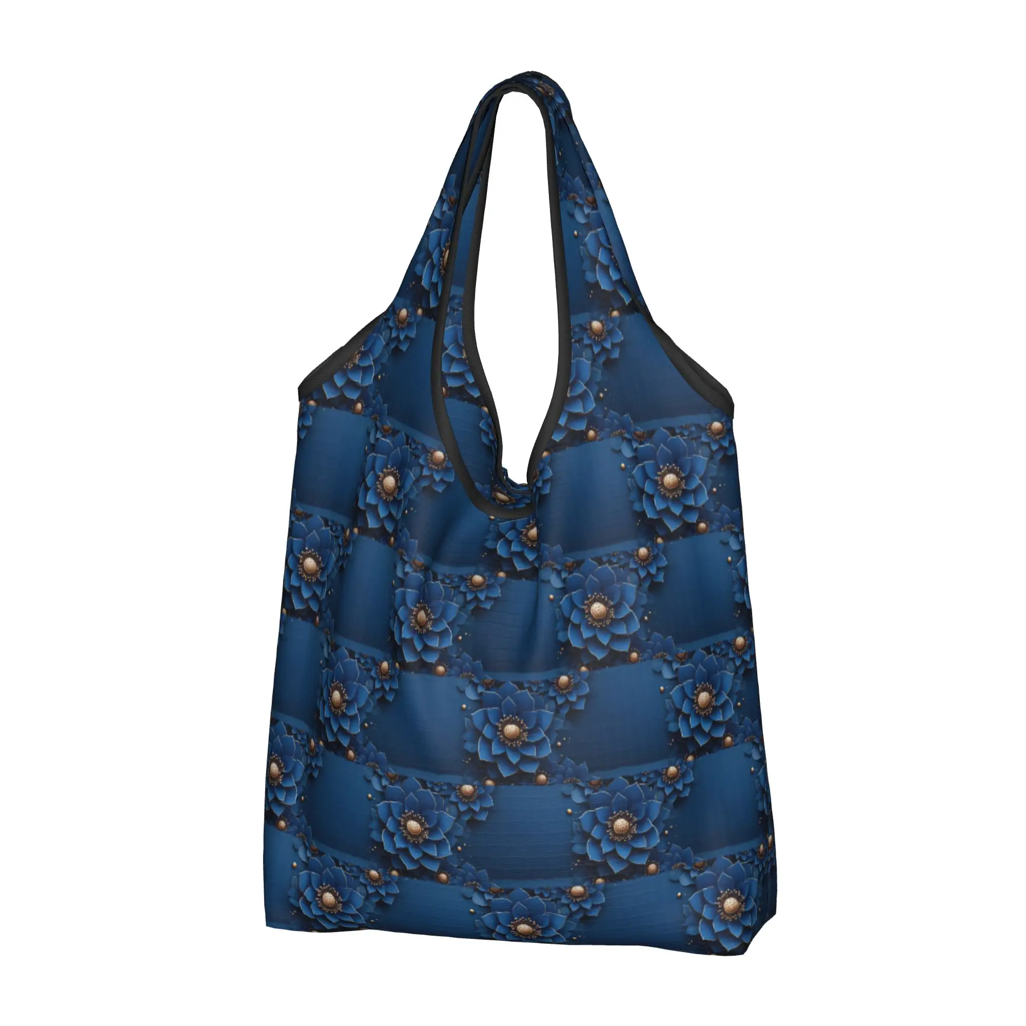 Custom Luxury High 3D Floral Shopping Bags Women Portable Big Capacity Grocery Fashion Trend 3D Flowers Shopper Tote Bags