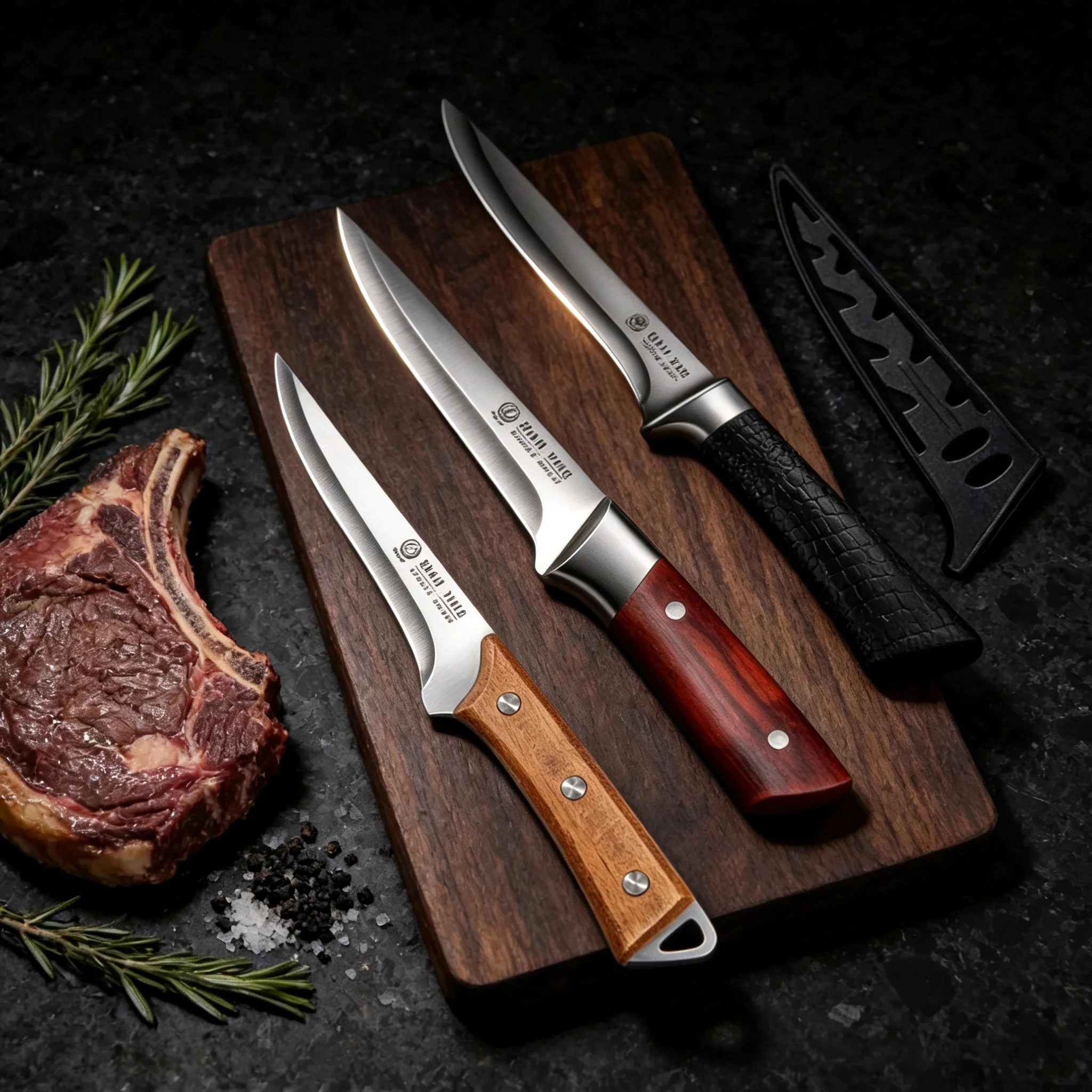 Multi-functional bone removal knife set, stainless steel kitchen knife with knife sheath, suitable for cutting meat and fruits i