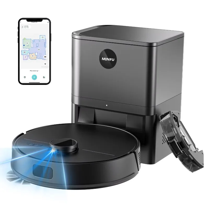 Robot Automatic Cleaner Vacuum and Mop Floor Cleaning Robot Self-Emptying Sweeping LDS Laser Smart Robot Vacuum Cleaner