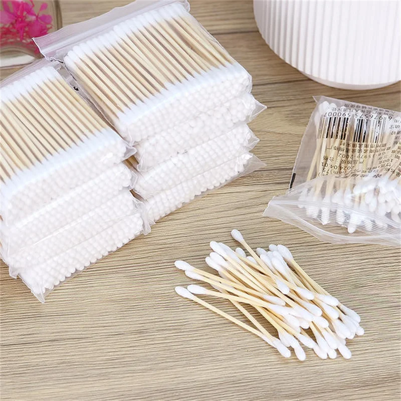 Wholesale 1000/2000pcs Unscented Cotton Wooden Stick, Makeup Swabs, Double-Headed, Removal & Cleaning Ear Cotton Swabs