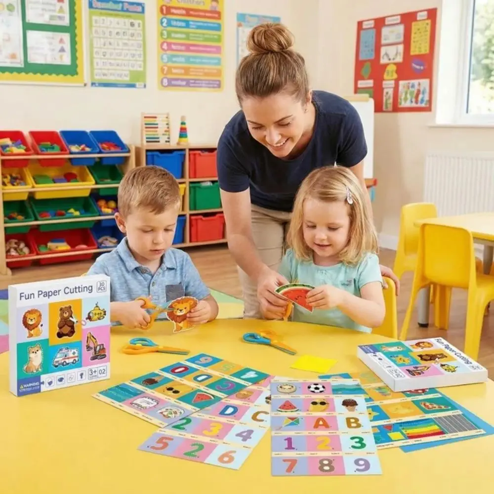 Cartoon Design DIY Paper Cut Book 30Pcs Set Fine Motor Skills Kids Craft Scrapbooking Color Paper Handmade Paper Art
