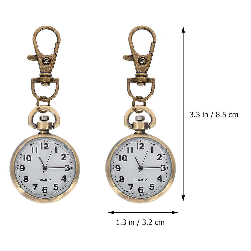 2Pcs Hanging Nurse Pocket Watch Keychain Large Dial Design Clip for Nurses Travel Work Convenient Accurate Time