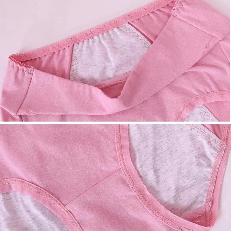 Large Size 3pcs  Briefs Women's Underpants Physiological Panties Lingerie High Waist Cotton Underwear Female Intimates