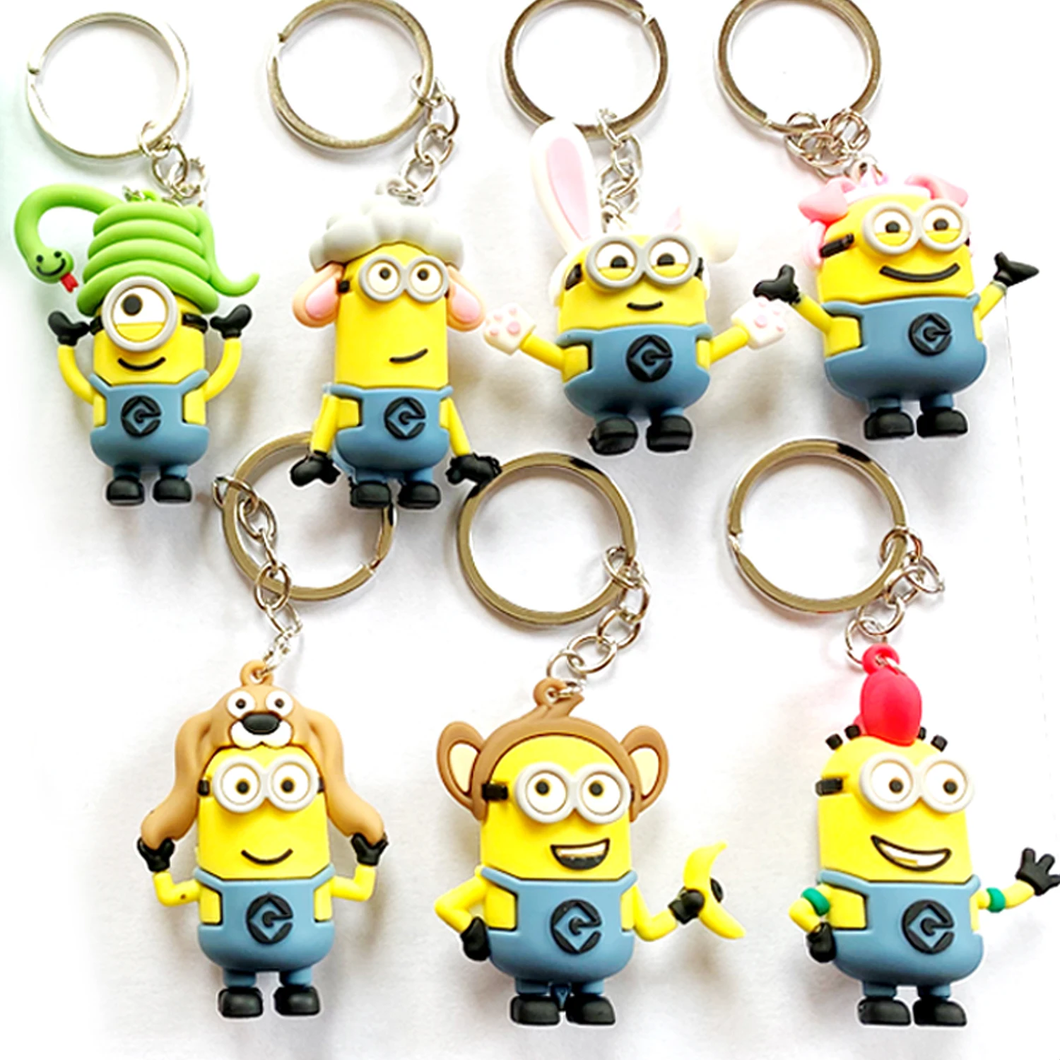 15Pcs/box Set Minions Keychain Action Figure Cute Different Styles Doll Pendant Keychain Anime Cartoon Ornaments Model Toys Gift