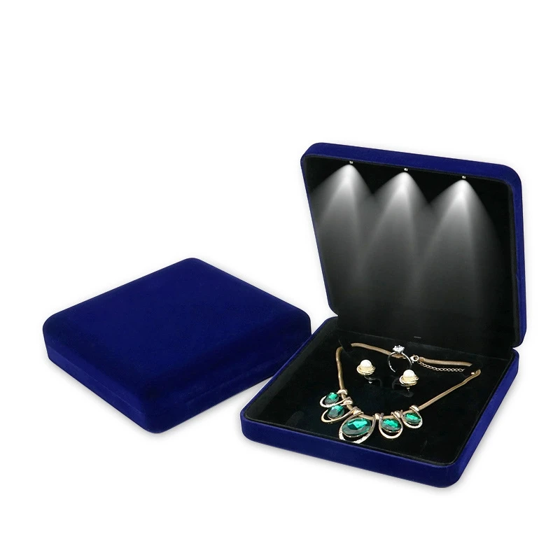 Wholesale Pendant Necklace Chain Storage Package Gift Box Soft Black Blue/Red/Velvet Casket Long Earrings Jewelry Organizer Box