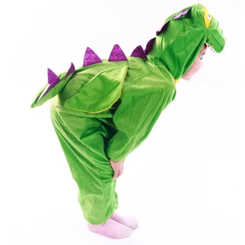 Schattige Kinderen Dier Dinosaurus Kugurumi Kostuum Cosplay Jongens Kind Groen Zwart Kleuterschool Feest Student Spel Rollenspel Pak