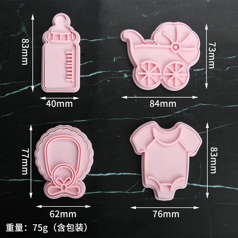 4Pc/set Cookie Cutter Baby Bottle Clothing Shape Mold Pastry for Baking Biscuits Cookie Type Cake Decor Cookie Cutters