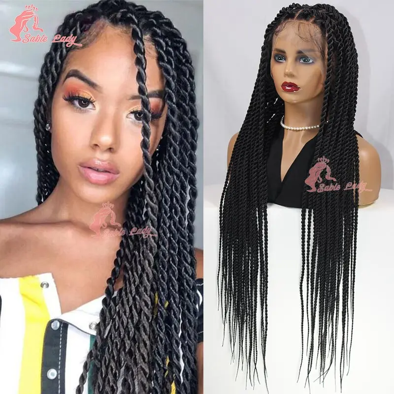 Senegalese Twist Braids Lace Front Wigs For Black Women Synthetic Full Lace Frontal Wigs Pre Plucked Box Braids Passion Twists