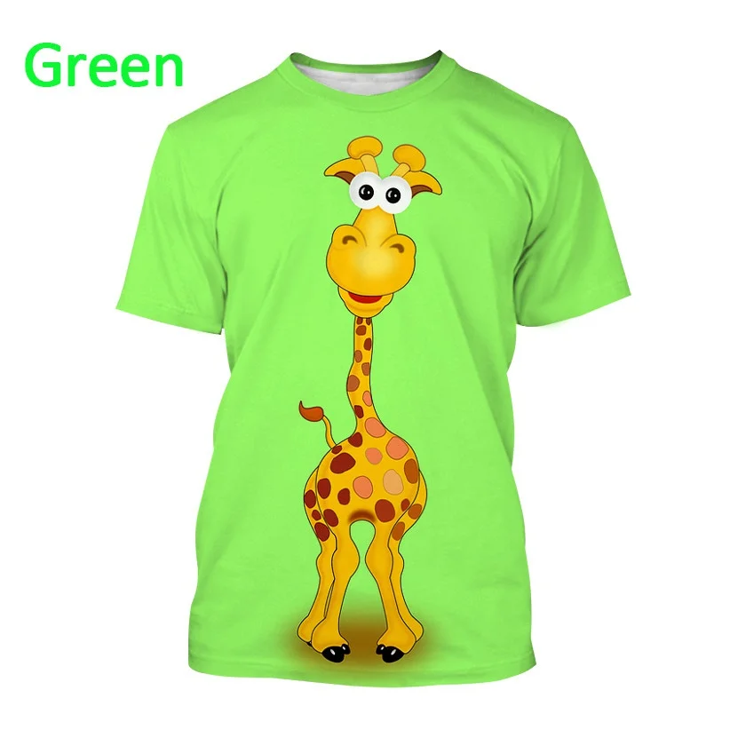 New Fashion Funny Animal Giraffe 3D Printed T-shirt Men and Women Summer Casual Short Sleeve Cartoon Shirt Top