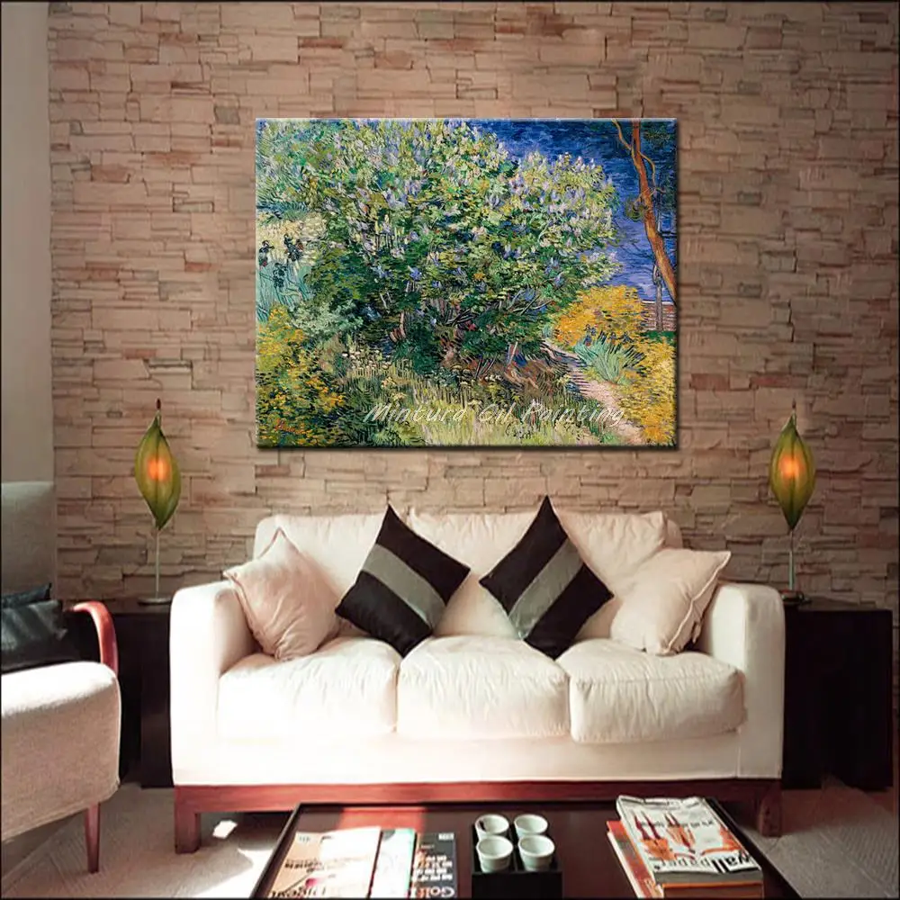 Hand-Painted Vincent Van Gogh Copy Impressionist Tree Flowers Oil Painting On Canvas,Wall Art,Picture For Living Room,Home Decor