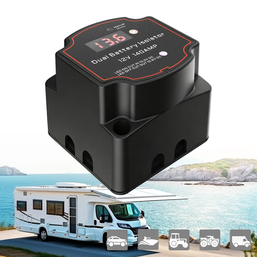 Relay VSR for Camper Car Smart Battery Isolator 12V 140A Charge 2 Battery Bank Voltage Sensitive Split Charge