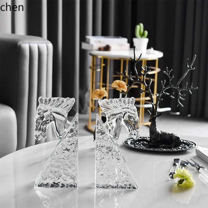 

ZZ- Crystal Bookend Model House Creative Crystal Ornament Living Room Wine Cabinet Home Office Gift Decoration
