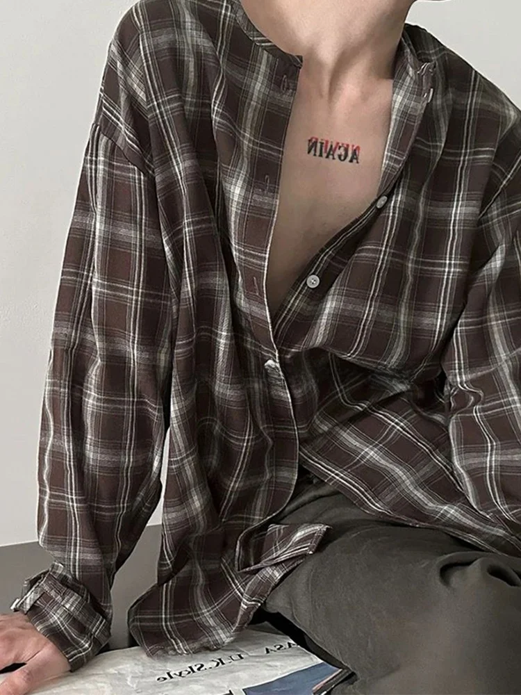 

Мужская куртка в стиле ретро с клетчатым воротником, удлиненная, осенне-зимняя, свободного кроя, для пар, с капюшоном, модная, повседневная, деловая