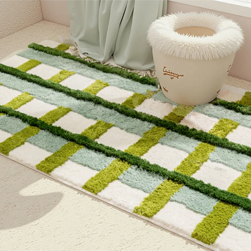 

New fresh plaid flocked carpet, high-grade thickened dirt-resistant, water-absorbing and non-slip carpet