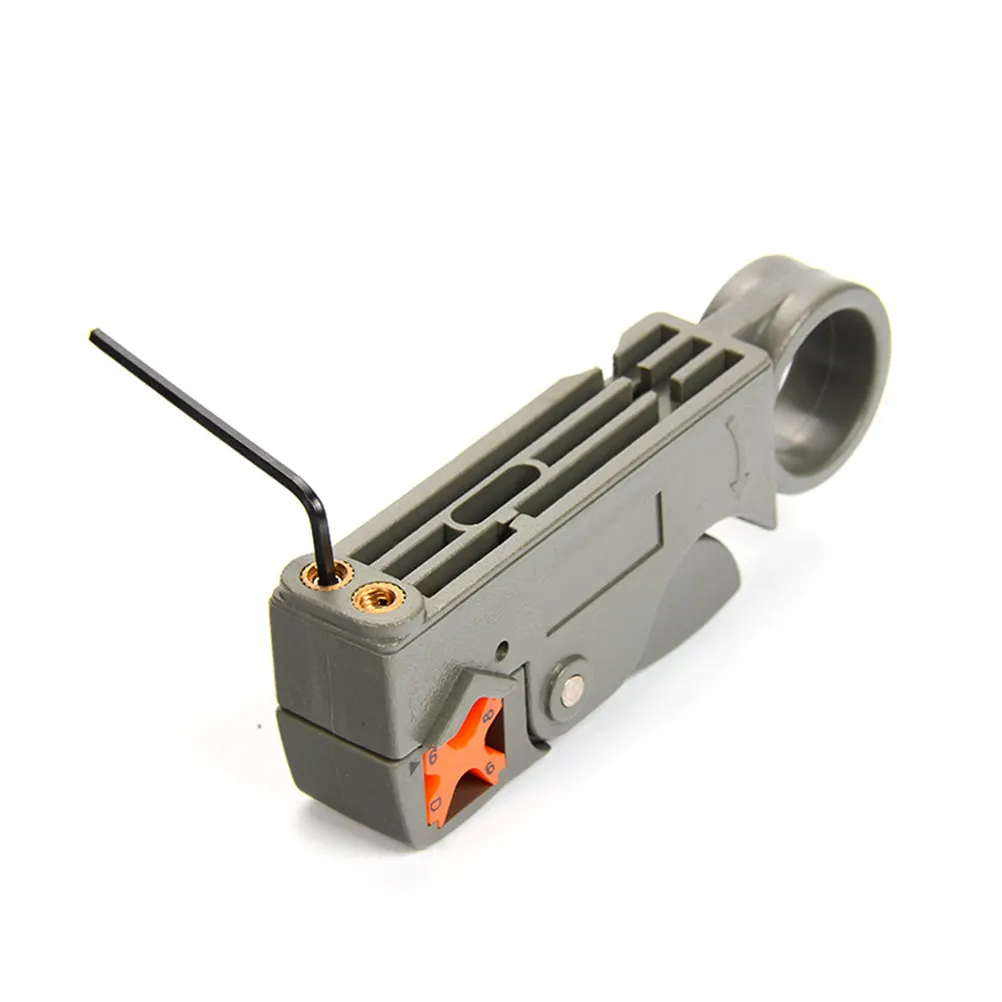 Dual Rotate Networks Coax Stripper Grey Adjustable Depth Portable Easy Use Coaxial Cable Stripping Pliers Network Stripping