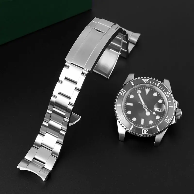 20mm 21mm Watchband For SUB DAYTONA NH35 NH36 Men Glide Lock Clasp Solid Stainless Steel Watch Bracelet For Rolex Strap
