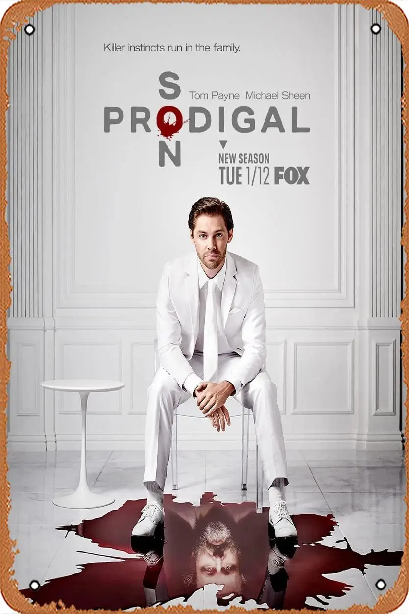 Prodigal Son (Tom Payne,Michael Sheen) TV Show Poster Tin Sign Film Movie Cinema Theater 8x12 inches - Vintage Metal Sign f sign