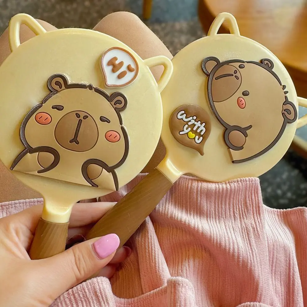 Anti-slip Handle Capybara Handheld Mirror Comfortable Grip Durable Cartoon Makeup Mirror Clear Water-proof Portable Hand Mirror