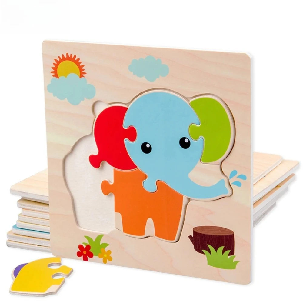 

Baby Wooden 3D Puzzles Tangram Shapes Learning Educational Cartoon Animal Intelligence Jigsaw Toys for Children Gift