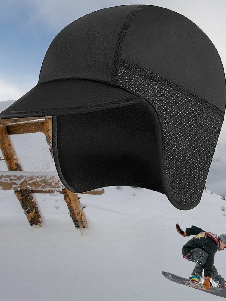 AliExpress Winter Men Ski Cap with Earmuffs Windproof Warm Unisex Cold Weather Baseball Cap Women Outdoor Sports Cycling Helmet liner hat
