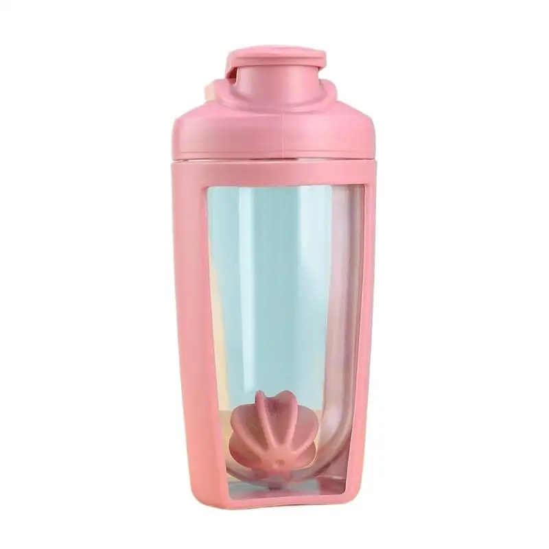 BPA Free Protein Shaker Bottle Pink Leak Proof Lid with Shaker Ball for Gym Fitness Running Outdoor Sports