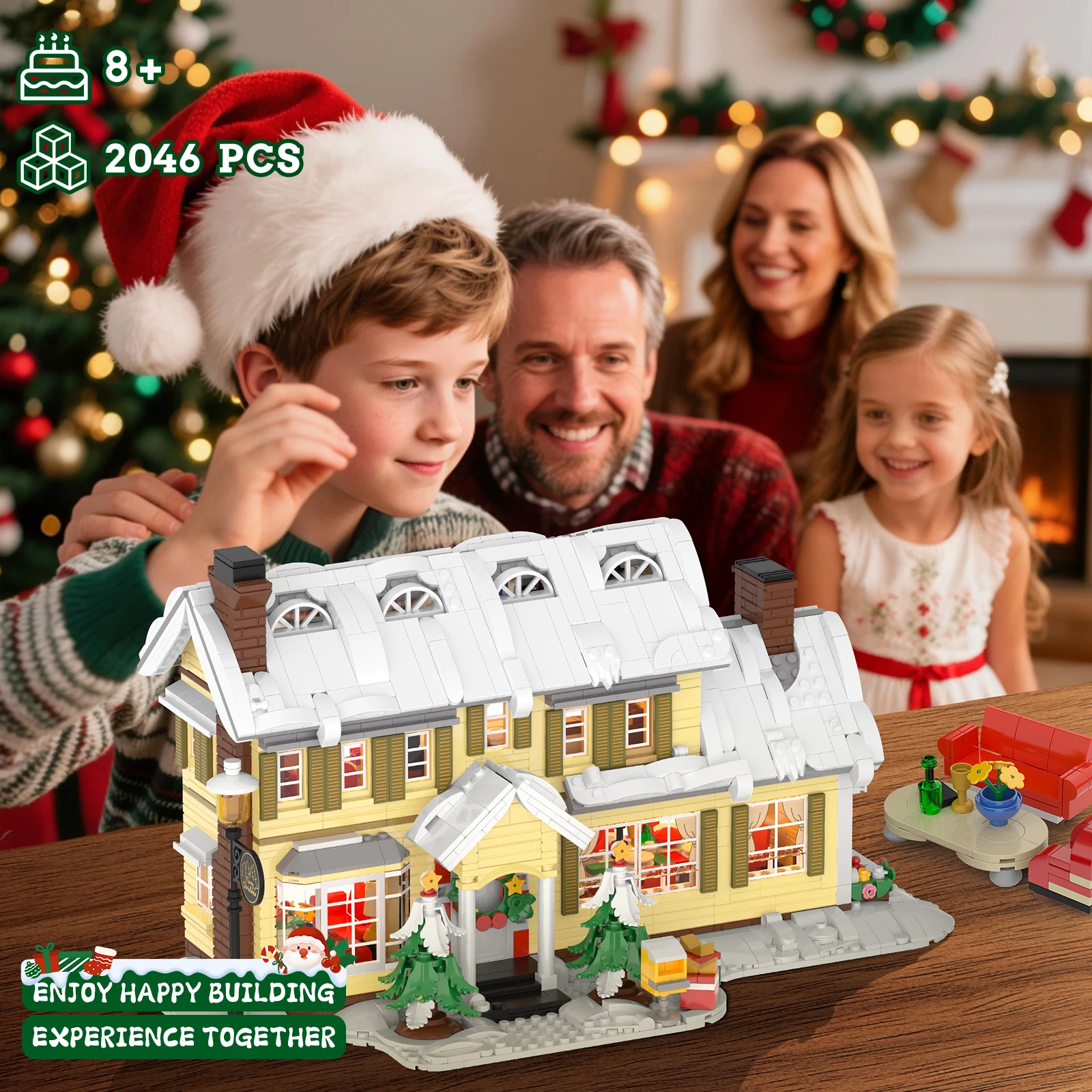 مجموعة مكعبات بناء منزل عيد الميلاد الكبيرة لعام 2046 قطعة - نموذج مشهد DIY، ديكورات احتفالية، ربط عائلي، أفضل هدية عيد الميلاد #5