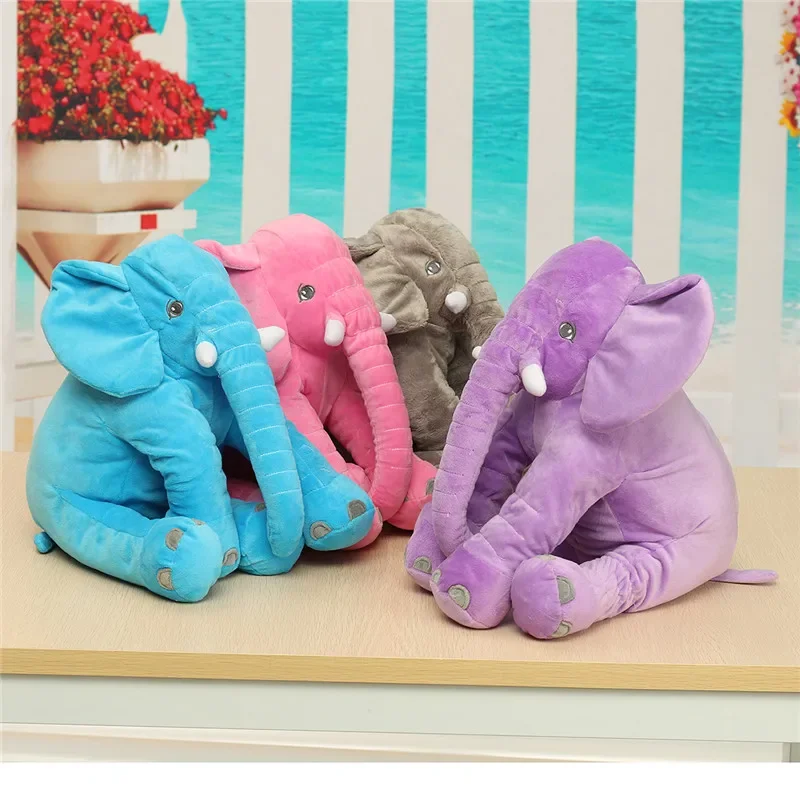 Baby Soft Plush 60CM Elephant Sleep Pillow Calm Doll Toys Sleep Bed Lumbar Seat Cushion Kids Portable Bedroom Bedding Stuffed