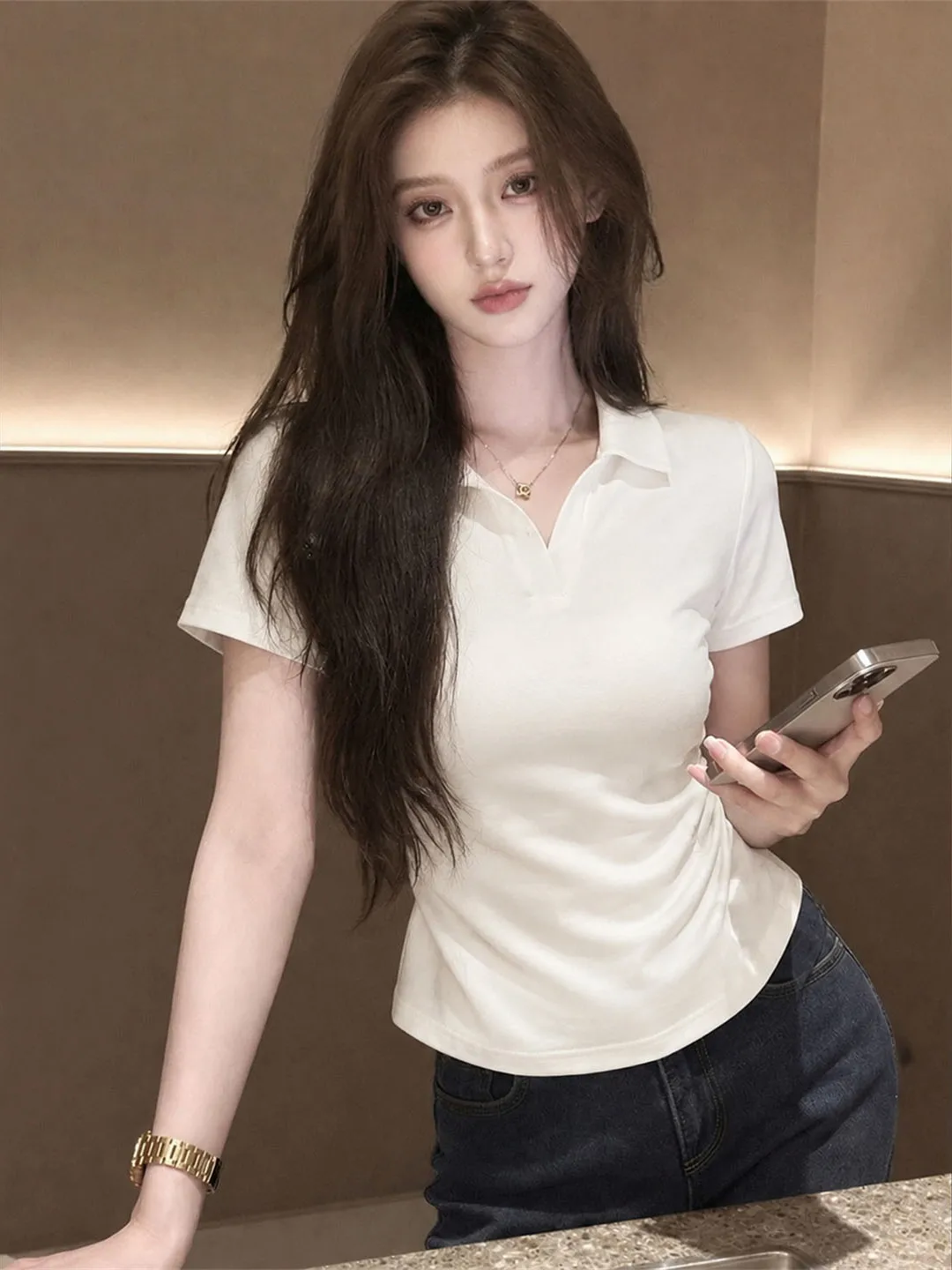 

Summer 2026 Women's Commute Style Short Sleeve Neck T-Shirt Sun Protection Color Overhead Versatile Breathable Fas...