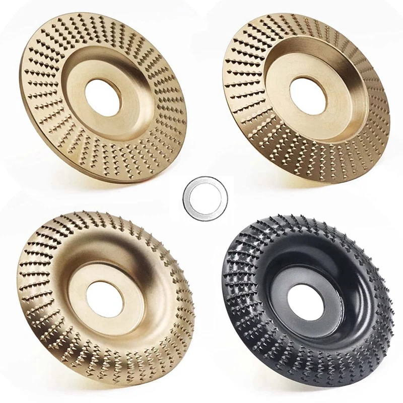 

4PCS Wood Carving Disc For 4Inch Or 4 1/2In Angle Grinder With 5/8In Arbor, Grinding Wheel Shaping Disc For Wood Cutting