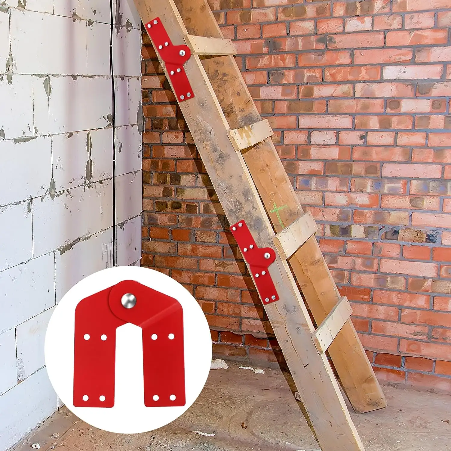 4 Pcs Attic Ladder Hinge Replacement Kit Herringbone Ladder Tie Rod with Anti Slip Screws