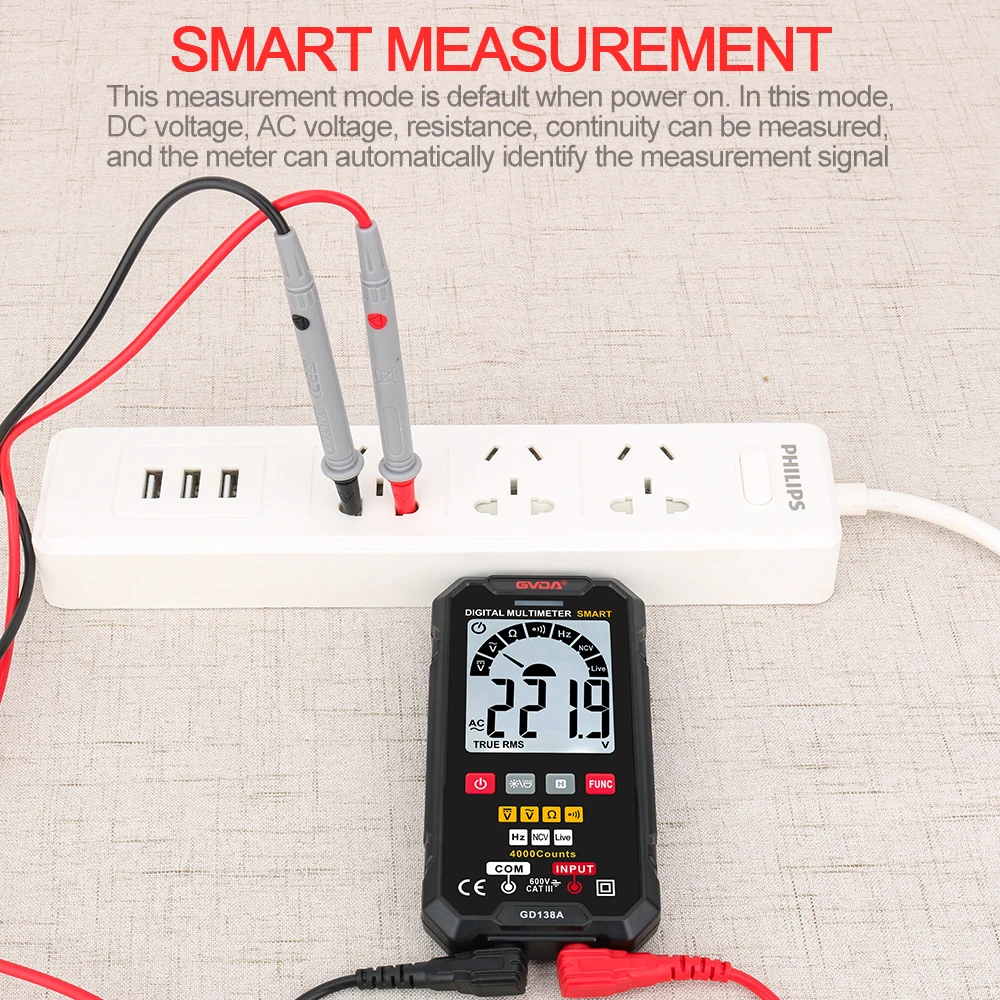 GVDA Smart Multimeter Auto Ranging True RMS NCV DC AC Voltage Tester Automatic Voltmeter Digital Multi-meter DMM Multitester