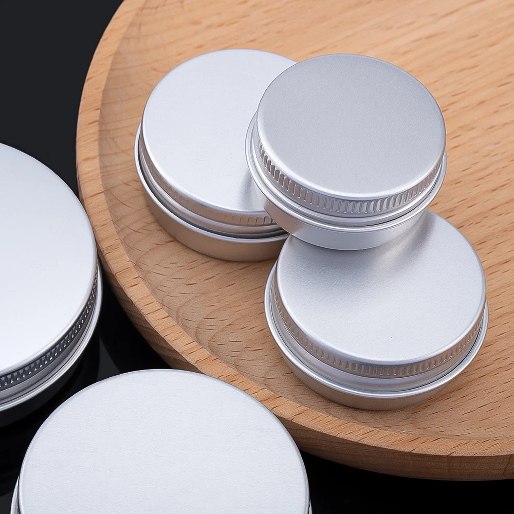 1pc Metal Round Tins Aluminum Empty Silver Color Cans With Screw Lid Jars For Salve Spices Candles Lipstick Cosmetic Storage box